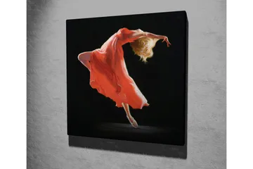 Canvastavla - Dansande figur i en röd klänning - Röd / Beige / Svart - Inredning - Tavlor & posters - Canvastavla