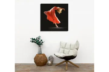 Canvastavla - Dansande figur i en röd klänning - Röd / Beige / Svart - Inredning - Tavlor & posters - Canvastavla