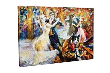 Canvastavla - Dansande katter i eleganta kläder på en festlig bal - Guld / Vit / Svart - Inredning - Tavlor & posters - Canvastavla