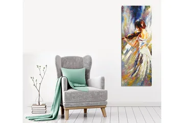 Canvastavla - Dansande kvinna med fiol - Vit / Beige / Blå - Inredning - Tavlor & posters - Canvastavla