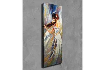 Canvastavla - Dansande kvinna med fiol - Vit / Beige / Blå - Inredning - Tavlor & posters - Canvastavla