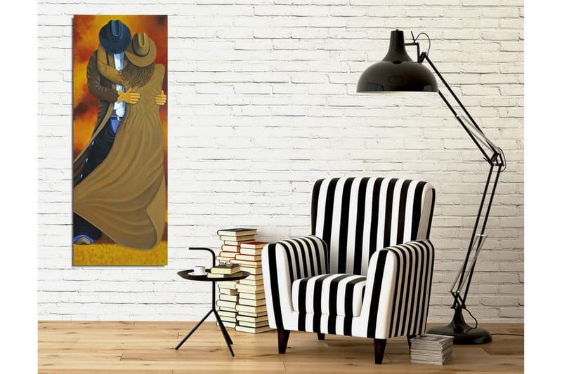 Canvastavla - Dansande par i cowboykläder - Brun / Orange / Svart - Inredning - Tavlor & posters - Canvastavla