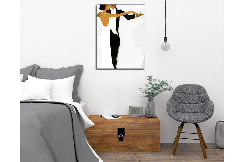 Canvastavla - Dansande par i elegant stil - Svart / Vit / Gyllene - Inredning - Tavlor & posters - Canvastavla