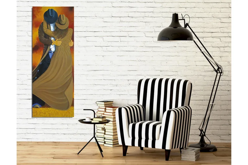 Canvastavla - Dansande par i cowboykläder - Brun / Orange / Svart - Inredning - Tavlor & posters - Canvastavla