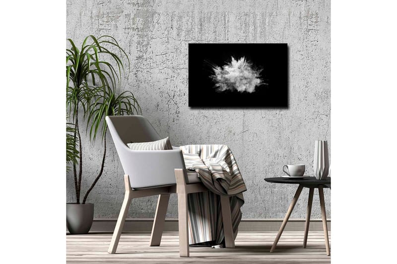 Canvastavla - Dramatiskt moln av pulver som exploderar mot en svart bakgrund - Vit / Svart - Inredning - Tavlor & posters - Canvastavla