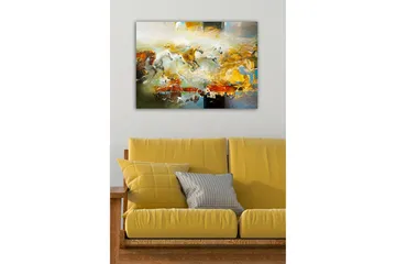 Canvastavla - Dynamisk grupp av galopperande hästar - Guld / Vit / Brun - Inredning - Tavlor & posters - Canvastavla