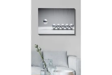 Canvastavla - Dynamisk komposition av pendlande kulor i metallisk finish - Silver / Grå - Inredning - Tavlor & posters - Canvastavla