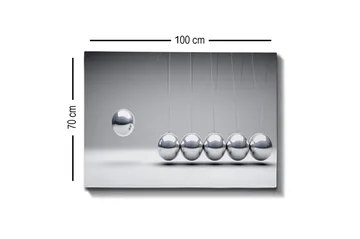 Canvastavla - Dynamisk komposition av pendlande kulor i metallisk finish - Silver / Grå - Inredning - Tavlor & posters - Canvastavla