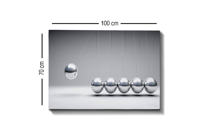 Canvastavla - Dynamisk komposition av pendlande kulor i metallisk finish - Silver / Grå - Inredning - Tavlor & posters - Canvastavla