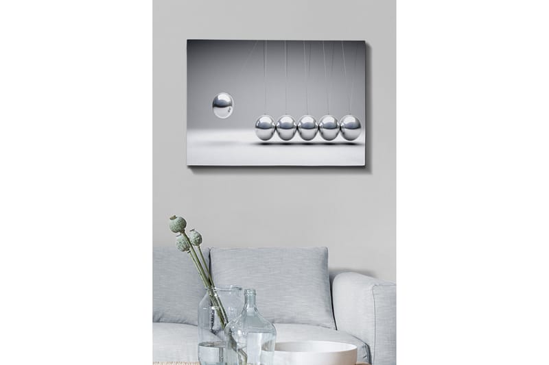Canvastavla - Dynamisk komposition av pendlande kulor i metallisk finish - Silver / Grå - Inredning - Tavlor & posters - Canvastavla