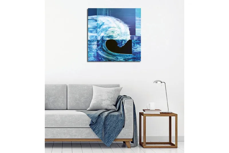Canvastavla - Dynamisk våg i olika nyanser av blått - Mörkblå / Ljusblå / Turkos - Inredning - Tavlor & posters - Canvastavla