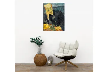 Canvastavla - Eftertänksam man med en blomsterbukett - Mörkblå / Grön / Hudfärg - Inredning - Tavlor & posters - Canvastavla