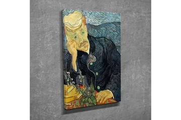 Canvastavla - Eftertänksam man med en blomsterbukett - Mörkblå / Grön / Hudfärg - Inredning - Tavlor & posters - Canvastavla