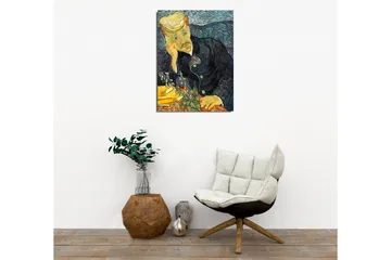 Canvastavla - Eftertänksam man med en blomsterbukett - Mörkblå / Grön / Hudfärg - Inredning - Tavlor & posters - Canvastavla