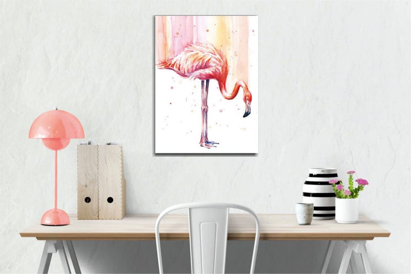 Canvastavla - Elegant flamingo i pastellfärger - Rosa / Aprikos / Svart - Inredning - Tavlor & posters - Canvastavla