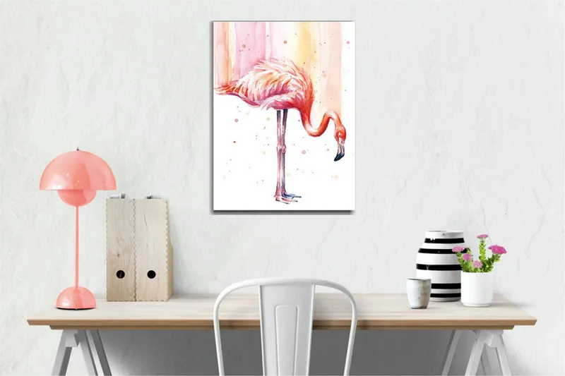 Canvastavla - Elegant flamingo i pastellfärger - Rosa / Aprikos / Svart - Inredning - Tavlor & posters - Canvastavla