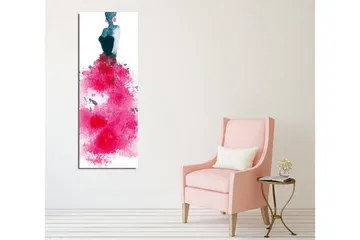 Canvastavla - Elegant kvinna i en färgstark klänning - Mörkblå / Cerise / Rosa - Inredning - Tavlor & posters - Canvastavla