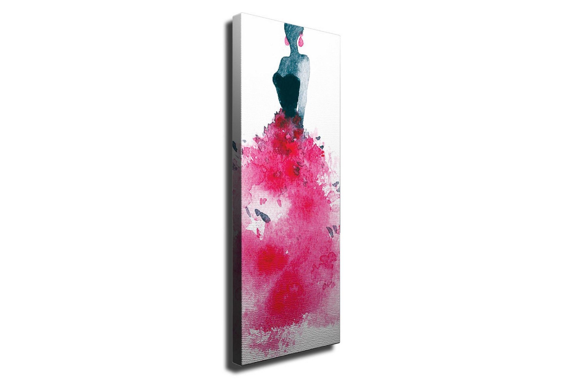 Canvastavla - Elegant kvinna i en färgstark klänning - Mörkblå / Cerise / Rosa