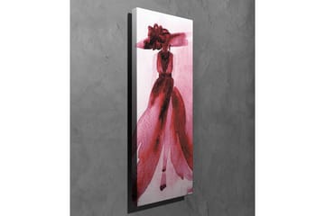 Canvastavla - Elegant kvinna i en röd klänning med stor hatt - Röd / Rosa - Inredning - Tavlor & posters - Canvastavla
