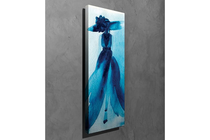 Canvastavla - Elegant silhuett av en kvinna i en stor hatt och klänning - Mörkblå / Ljusblå - Inredning - Tavlor & posters - Canvastavla