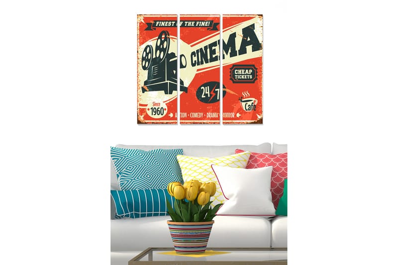 Canvastavla Entertainment 3-pack Flerfärgad, 20x50 cm