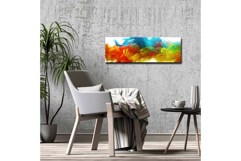 Canvastavla - Färgglad abstrakt komposition av svävande färgströmmar - Blå / Orange / Gul - Inredning - Tavlor & posters - Canvastavla