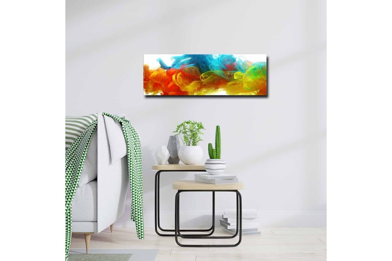 Canvastavla - Färgglad abstrakt komposition av svävande färgströmmar - Blå / Orange / Gul - Inredning - Tavlor & posters - Canvastavla