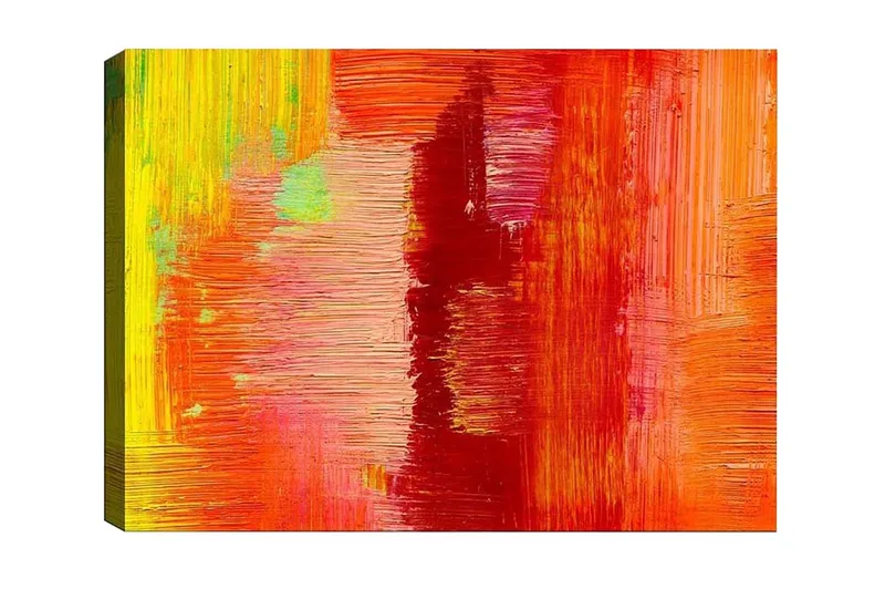 Canvastavla - Färgglad abstrakt komposition med inslag av röd och orange - Röd / Orange / Gul - Inredning - Tavlor & posters - Canvastavla