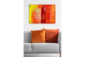 Canvastavla - Färgglad abstrakt komposition med inslag av röd och orange - Röd / Orange / Gul - Inredning - Tavlor & posters - Canvastavla