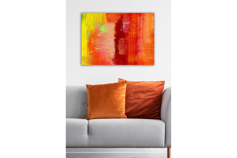 Canvastavla - Färgglad abstrakt komposition med inslag av röd och orange - Röd / Orange / Gul - Inredning - Tavlor & posters - Canvastavla