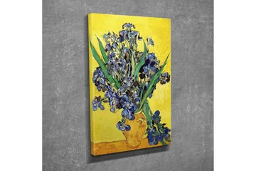 Canvastavla - Färgglad bukett av irisblommor i en kruka - Blå / Grön / Gul - Inredning - Tavlor & posters - Canvastavla