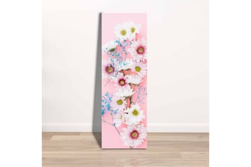 Canvastavla - Färgglad bukett av prästkragar och blommor på rosa bakgrund - Rosa / Vitt / Blått - Inredning - Tavlor & posters - Canvastavla