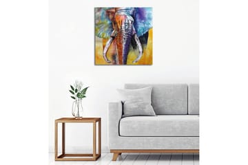 Canvastavla - Färgglad elefant med abstrakt bakgrund - Blå / Orange / Grön - Inredning - Tavlor & posters - Canvastavla