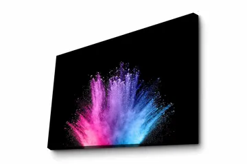 Canvastavla - Färgglad explosion av pulverfärg - Rosa / Blå / Lila - Inredning - Tavlor & posters - Canvastavla