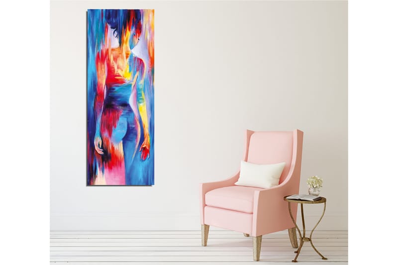 Canvastavla - Färgglad figur med abstrakta former och rörelser - Blå / Röd / Gul - Inredning - Tavlor & posters - Canvastavla