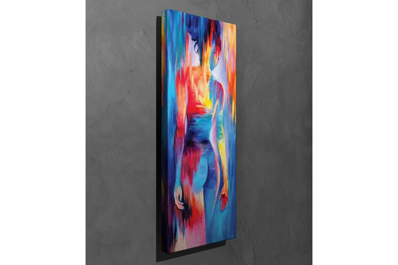 Canvastavla - Färgglad figur med abstrakta former och rörelser - Blå / Röd / Gul - Inredning - Tavlor & posters - Canvastavla