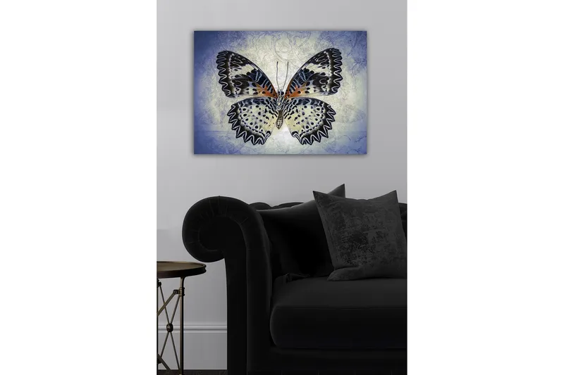 Canvastavla - Färgglad fjäril med detaljerade vingar - Blå / Svart / Orange - Inredning - Tavlor & posters - Canvastavla