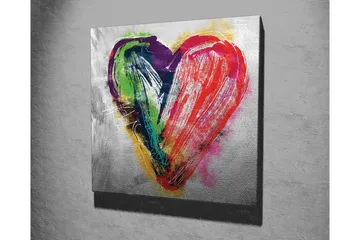 Canvastavla - Färgglad hjärtformad komposition - Röd / Grön / Lila - Inredning - Tavlor & posters - Canvastavla