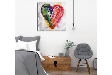 Canvastavla - Färgglad hjärtformad komposition - Röd / Grön / Lila - Inredning - Tavlor & posters - Canvastavla