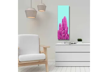 Canvastavla - Färgglad kaktus mot en ljusblå bakgrund - Ljusblå / Rosa - Inredning - Tavlor & posters - Canvastavla