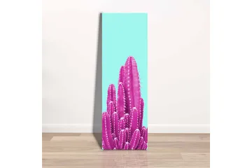 Canvastavla - Färgglad kaktus mot en ljusblå bakgrund - Ljusblå / Rosa - Inredning - Tavlor & posters - Canvastavla