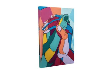 Canvastavla - Färgglad komposition av sammanflätade händer - Turkos / Röd / Gul - Inredning - Tavlor & posters - Canvastavla