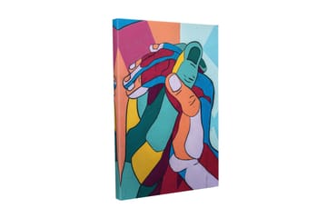 Canvastavla - Färgglad komposition av sammanflätade händer - Turkos / Röd / Gul - Inredning - Tavlor & posters - Canvastavla