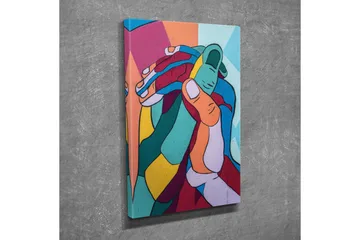 Canvastavla - Färgglad komposition av sammanflätade händer - Turkos / Röd / Gul - Inredning - Tavlor & posters - Canvastavla