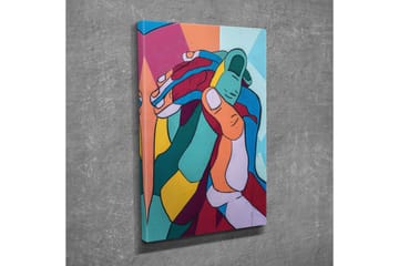 Canvastavla - Färgglad komposition av sammanflätade händer - Turkos / Röd / Gul - Inredning - Tavlor & posters - Canvastavla