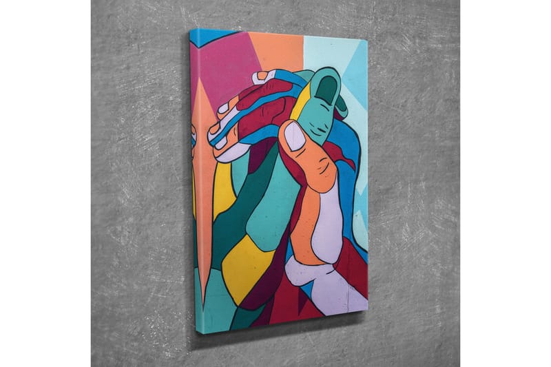 Canvastavla - Färgglad komposition av sammanflätade händer - Turkos / Röd / Gul - Inredning - Tavlor & posters - Canvastavla