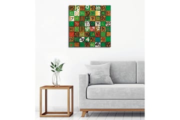 Canvastavla - Färgglad komposition av siffror i olika rutor - Grön / Brun / Vit - Inredning - Tavlor & posters - Canvastavla