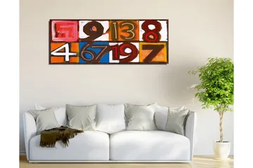 Canvastavla - Färgglad komposition av siffror i olika rutor - Röd / Orange / Blå - Inredning - Tavlor & posters - Canvastavla