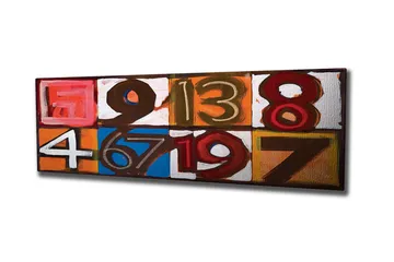 Canvastavla - Färgglad komposition av siffror i olika rutor - Röd / Orange / Blå - Inredning - Tavlor & posters - Canvastavla
