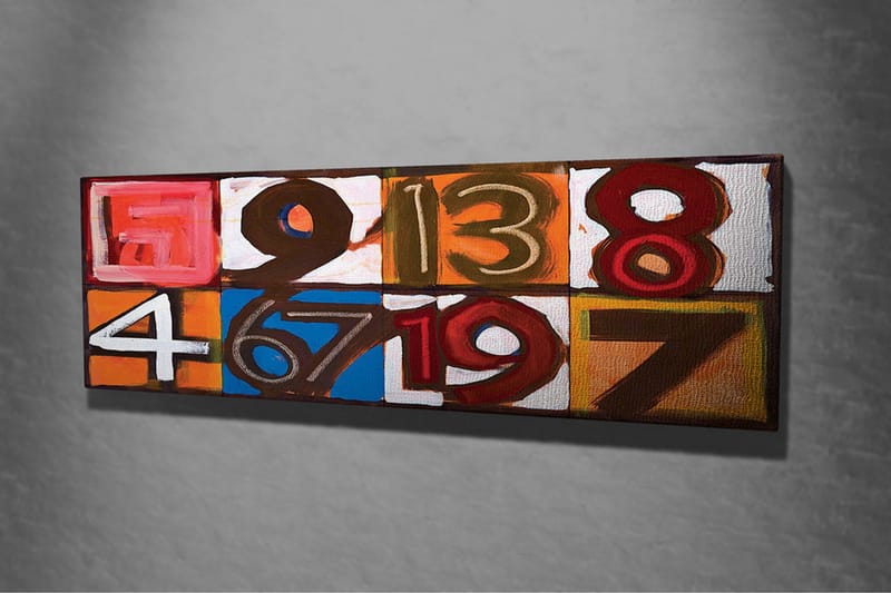 Canvastavla - Färgglad komposition av siffror i olika rutor - Röd / Orange / Blå - Inredning - Tavlor & posters - Canvastavla